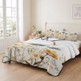 thumbnail image 2 of Full Quilt Set 78''x90'', Yellow Blue Spring Floral Lightweight Bedspread Coverlet Set with 2 Pillow Shams, Watercolor Summer Botanical Breathable All Season Quilt Bedding for Bedroom/Guest Room, 2 of 9