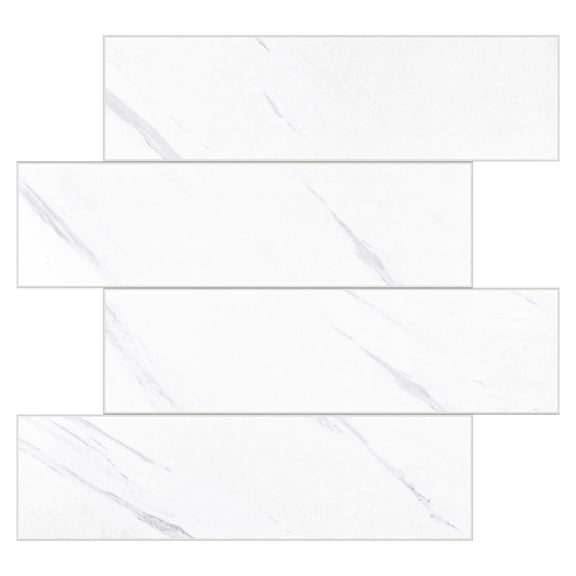 Murella SPC collection peel and stick backsplash tile White marble oblong 10.83 in. x 11.81 in. - Single Tile