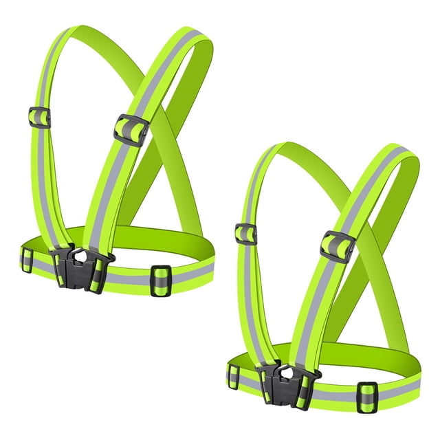 Chaleco reflectante para correr, paquete de 2, chaleco de seguridad ajustable de alta visibilidad para ciclismo nocturno, trotar, pasear perros
