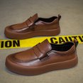 thumbnail image 4 of Vintage Brown Full Grain Leather Penny Loafers Thick Platform Slip-On Shoes for Men, 4 of 5