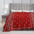 Bandana Red Blanket Throw Blanket UltraSoft Cozy Micro Fleece Blanket