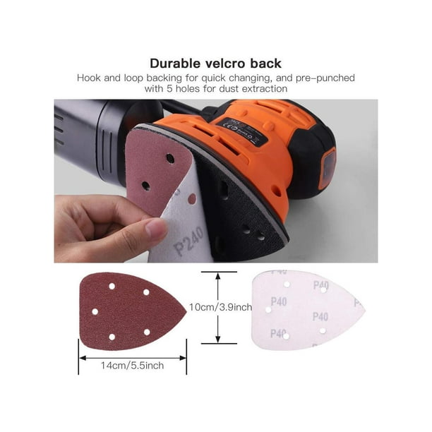 TACKLIFE 50Pcs Mouse Detail Sander Sandpaper 40 60 80 100 240