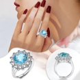 thumbnail image 4 of Anillo de aguamarina Diseño femenino Anillo azul Estilo ajustable y abierto Joyería para la mano, 4 of 8