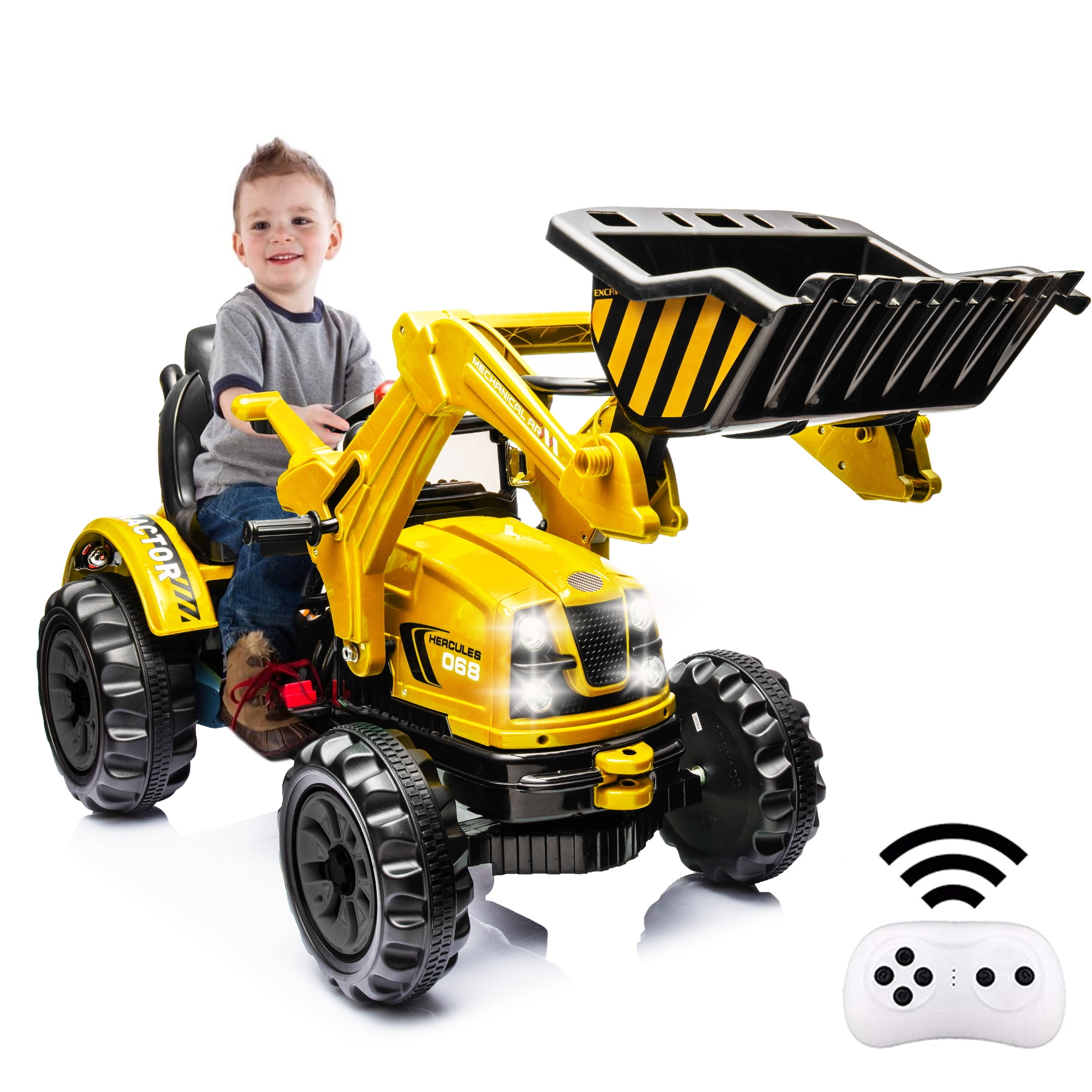 iYofe 12V Powered Ride on Cars Bulldozer, Electric Construction Vehicle