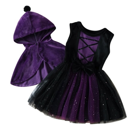 

Toddler Girls Dresses Sleeveless Paillette Tulle Princess Hooded Robe Cloak Set Dress Size 18-24 Months