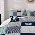thumbnail image 2 of Flymme Nautical Quilts Sets Queen Size,3 Pieces Plaid Patchwork Ocean Bedspread, Sailboat and Anchor Print Coastal Bedding Coverlet for Bedroom Decor, 2 of 7