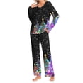 thumbnail image 4 of EchfiProm Cute Christmas Pajamas for Women Sleepwear Pants and Long Sleeve Nightwear Fall Purple 2 Piece Set Adults Lounge Sets, 4 of 8
