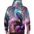 thumbnail image 7 of Picia Beautiful Flower Blue Bird Pattern Casual Men's Hoodie - Lightweight Hooded Sweatshirt with Kangaroo Pocket, Comfortable Pullover for Everyday, Travel-Small, 7 of 7
