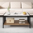 thumbnail image 4 of Costway 2-Tier Rectangular Coffee Table with Rock Slab Tabletop Open Shelf for Living Room, 4 of 10