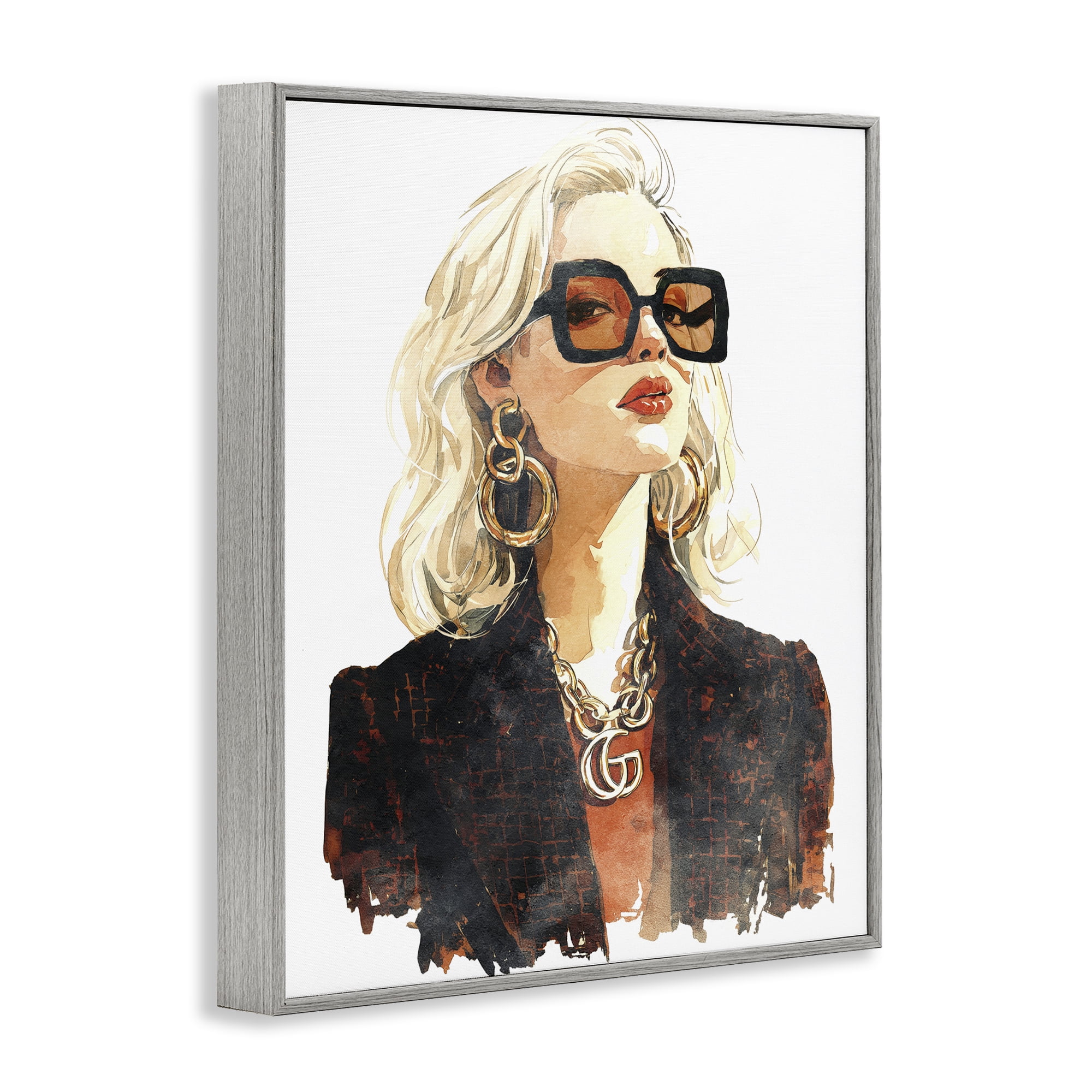 Stupell Industries Luxurious Gilded Gaze Gray Framed Giclee Art, design by Svetlana Aleynikova