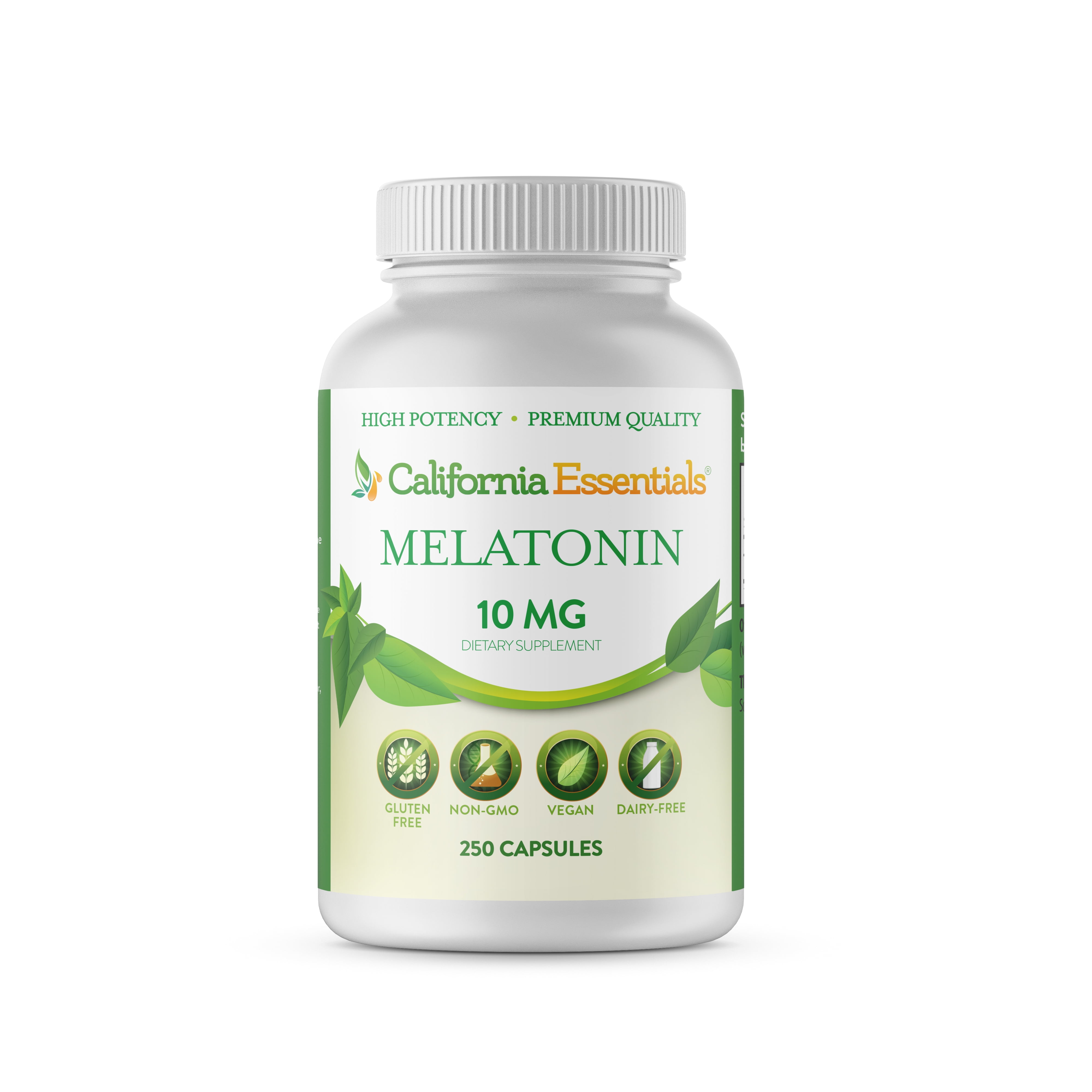 California Essentials Melatonin 10mg Sleep Aid Vitamins Dietray Supplement, 250 Capsules