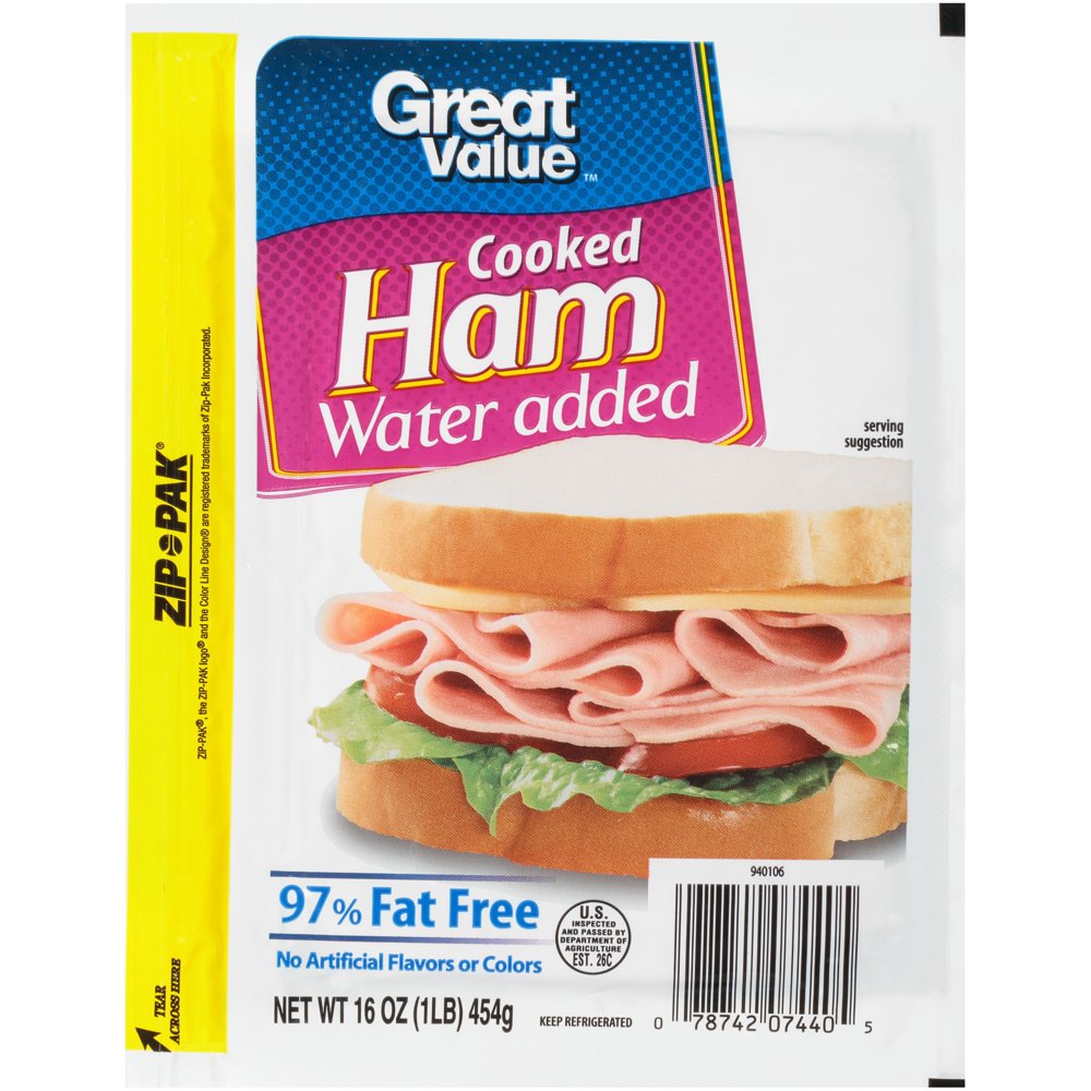 Great Value 97 FatFree Cooked Ham, 16 Oz.