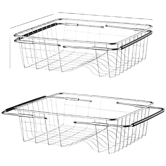 Stainless Steel Expandable Sink Dish Drainer Basket Kitchen Vegetable Strainer