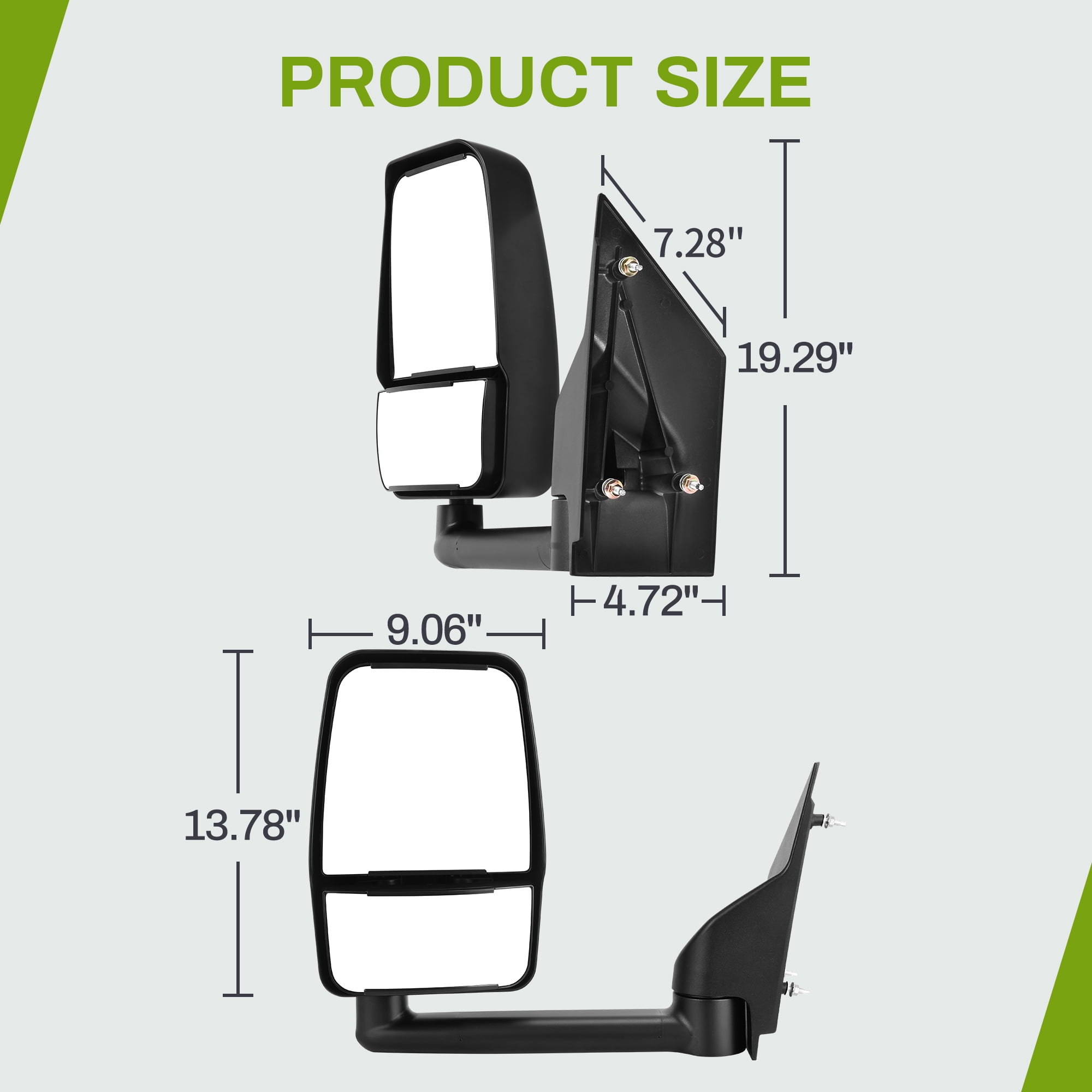 LEDKINGDOMUS Replacement Power Side Mirror Driver Left for Chevy Express GMC Savana 1500/2500/3500 2003-2019, Manual Folding Adjustable Convex Lens OE Fit Plug Play