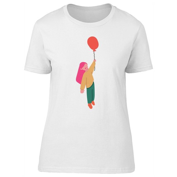 Cute Fly Girl With Balloon T-Shirt Women -Image by Shutterstock, Female x-Large