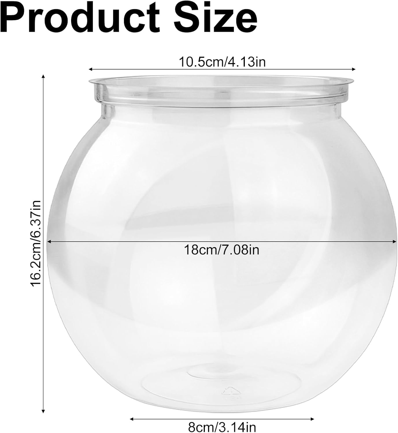 Plastic Goldfish Fish Bowl Drum Round Crystal Clear Aquarium Fish Tank Starter Kits with 1 Artificial Aquatic Plant and 1 Bag Mini Ornamental Stones (0.72Gallon/ 2.75L)