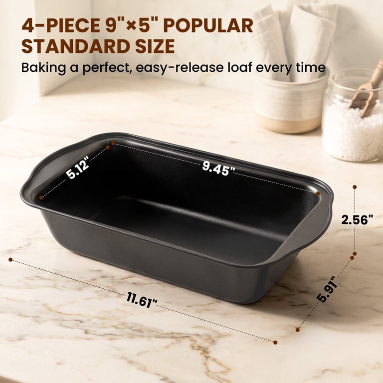 Kikcoin 4-Piece Nonstick Carbon Steel Loaf Pans, 9" x 5" photo 2
