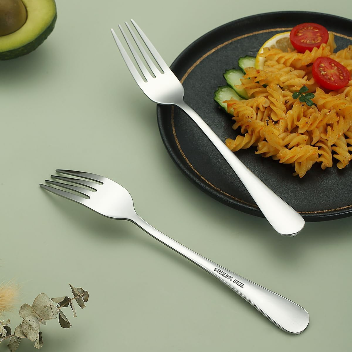 Jeaker Silver Dinner Fork Set 12 Pieces,Stainless Steel Silverware Table Fork Set ,Dishwasher Safe