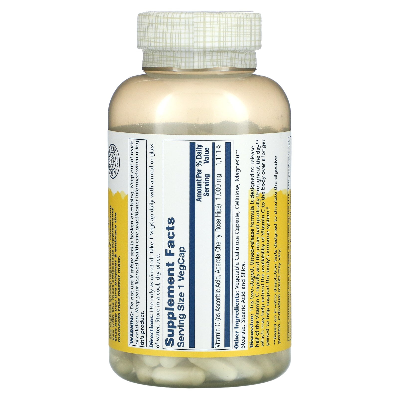 Solaray Vitamin C 1000mg Two Stage Time Release 250 Capsule