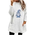 thumbnail image 3 of Aboser Christmas Fuzzy Pullover for Women Warm Fleece Tunic Sweatshirt Funny Xmas Gnomes Print Holiday Shirts Winter Fluffy Plush Loungewear with Pockets, 3 of 5