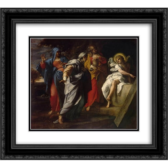 Annibale Carracci 2x Matted 24x20 Black Ornate Framed Art Print 'Holy Women at Christ' s Tomb'
