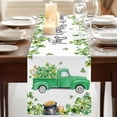 thumbnail image 3 of Table Runners 108 Inches Long Dress Scarves, St. Patrick's Day Farmhouse Coffee/Dining/Kitchen Table Runner for Living Room, Spring Lucky Shamrocks Green Truck Country 13x108 Inch, 3 of 9