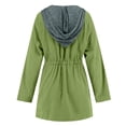 thumbnail image 5 of BLVB Trench Coat for Women 2024 Lightweight Windbreaker Color Block Full Zip Hooded Jackets Outwear Drawstring Waist, 5 of 7