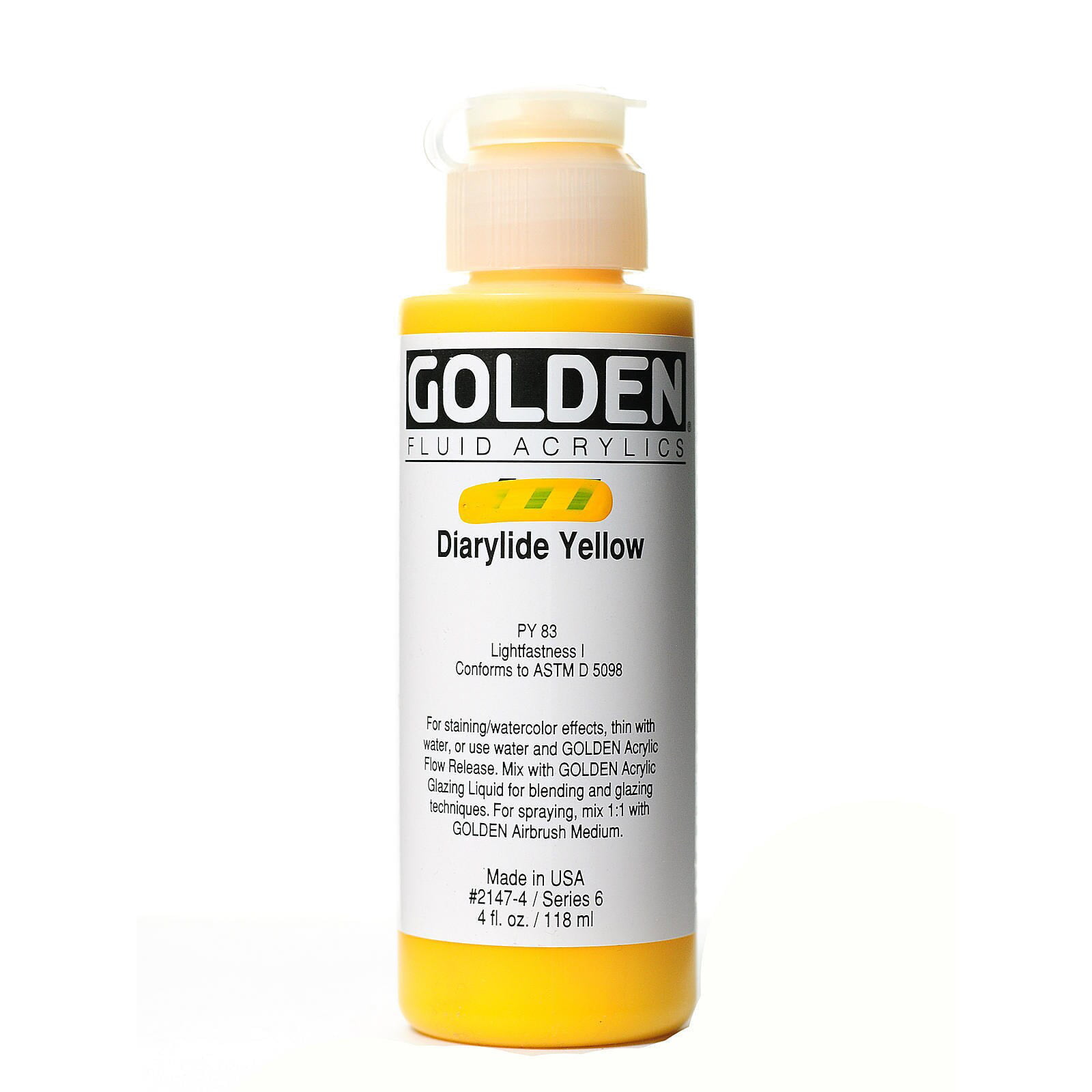 Golden : Fluid Acrylic Paint : 473ml (16oz) : Hansa Yellow Opaque