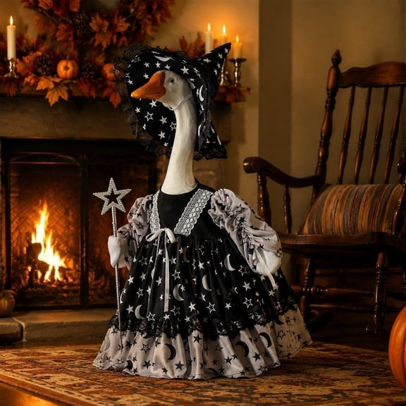 sruoe Halloween Decorations,Halloween Witch Porch Goose Outfit, 23 Inch Halloween Outfit for Porch Goose, Indoor Outdoor Decoration, Easy Dress Up Festive Cute, Weather Resistant