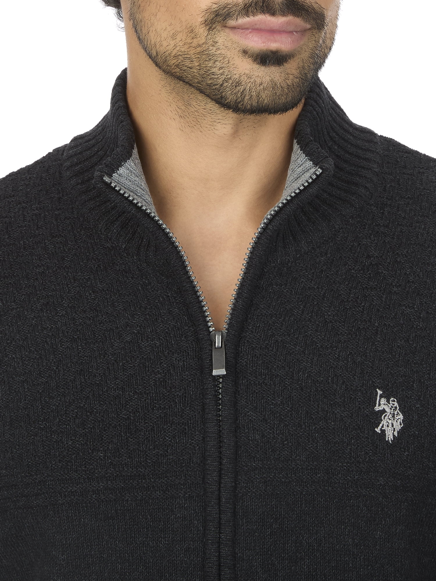 U.S. Polo Assn Men's Textured Yoke Full-Zip Sweater