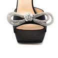 thumbnail image 4 of XYD Women Fashion Rhinestones Bows Square Open Toe Sandals High Spool Heel Mules Slip On Party Shoes Size 4.5 Black, 4 of 4