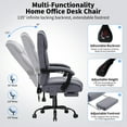 thumbnail image 3 of Hoffree Massage Office Chair 400LBS Executive Office Chair Massage and Footrest Big and Tall Office Chair with Heated Lumbar Support, Ergonomic Computer Desk Chair Reclining High Back Fabric Office, 3 of 8