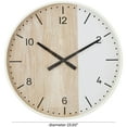 thumbnail image 3 of DecMode 24" Brown Wooden Two-Toned Wall Clock with White Accents, 3 of 11