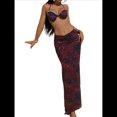 thumbnail image 2 of Vestido Maxi de Baño con Estampado Floral Triangular y Espalda Descubierta para Mujer Rojo S, 2 of 8