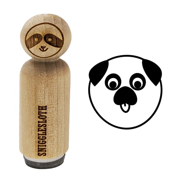 Playful Pug Face Rubber Stamp for Scrapbooking Crafting Stamping - Mini 1/2 Inch