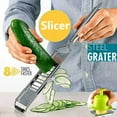 thumbnail image 3 of Yirtree Multi-Purpose Vegetable Slicer Set,Stainless Steel Cheese Grater & Vegetable Chopper with 4 adjustable Blades for Vegetables, Fruits, 3 of 8