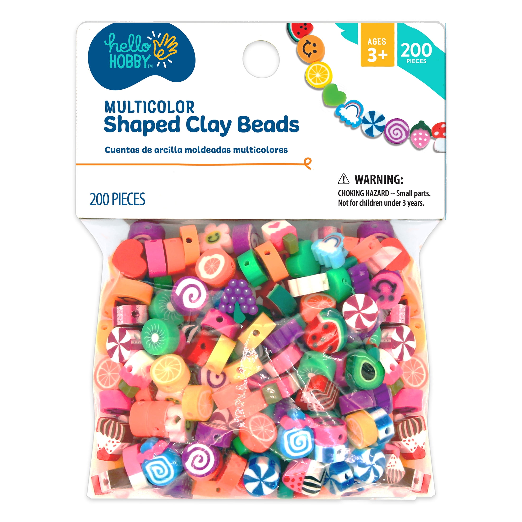 (3 pack) Hello Hobby Shaped Clay Beads for Bracelets & Jewelry Making, 200 Pieces