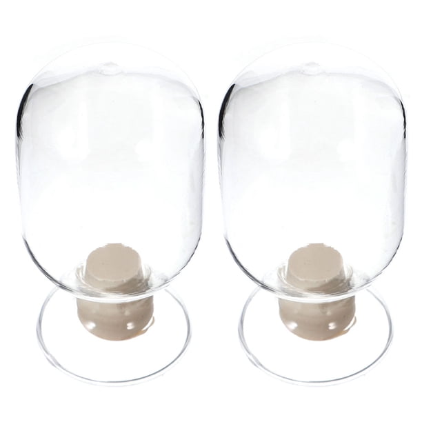 FELTECHELECTR 2 piezas de soporte para cerillas de vidrio transparente para botellas, tarro para cerillas, campana para chimenea