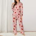 thumbnail image 2 of Haiem Cute Strawberry C Pattern Women’s Long-sleeve Sleepwear,Sleepwear Set,2-piece Loungewear Set,Soft PJs Comfy Nightwear with Pockets-, 2 of 7