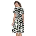 thumbnail image 2 of Horeoi Panda Bear Print Women's Short Sleeve Dress Breathable Polyester-Spandex All-Over Print A-Line Side Pockets Elastic Waist, 2 of 6
