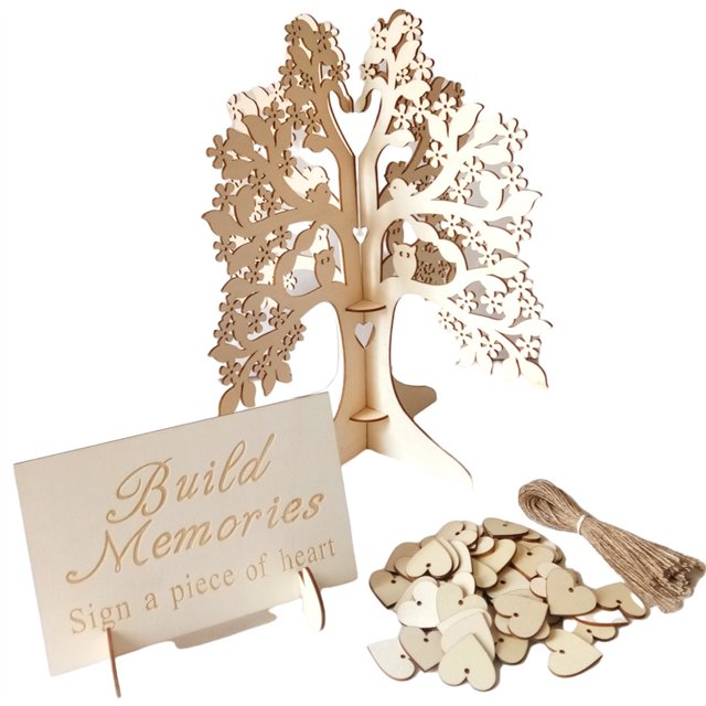 Moyic 1 Juego de decoración de madera, artesanía de decorativa, árbol de los deseos, exquisitos suministros de boda, escritorios de Kits de decoración para fiestas Moyic HA061122-00