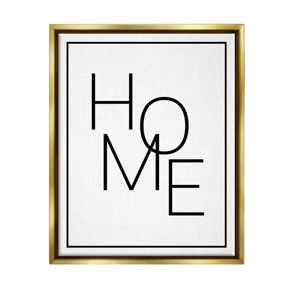 Stupell Industries Minimal Home Phrase Inspirational Painting Gold Floater Framed Art Print Wall Art, 17 x 21