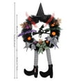 thumbnail image 5 of 16 Inch Witch Halloween Wreath,Hat Legs Pumpkin Door Decorations, Artificial Handmade Wreath for Front Door Or Indoor Wall Décor to Celebrate Halloween with Purple Light Strip, 5 of 6