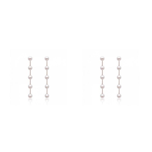 Minnieouse 1 Pair Pearl Earrings Long Chain Accessories Female Rings Daughter Anniversary Stud Personalized Gift Jewelry Ear Teens Women Ohrring 2piezas