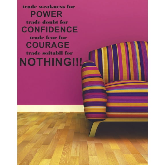 Trade Weakness For Power Trade Softball For Nothing Sports Athlete Motivation Inspiration Quotes Custom Wall Decal Decor for Bedroom Home Walls Vinyl Art Design Sticker Decoration Size (20x20 inch)