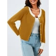 thumbnail image 5 of Women's Cropped Cardigan Sweaters with Button Down Open Front Long Sleeve Fall Trendy Color Block Knit Coats, 5 of 6