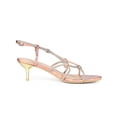 thumbnail image 3 of BLISSFUL STEP Women's Shoes Rhinestone Strap Slingback Kitten Heel Sandals Rose Gold 8, 3 of 7
