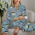 thumbnail image 5 of Xecao Various Wild Sea Fish Print Women Pajamas Set Soft Sleepwear Pjs long Sleeve Button Down Nightwear with Long Pants, 5 of 6