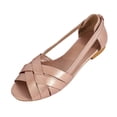 thumbnail image 2 of Samdudou Flat Sandals for Women Open Toe Slingback Slip On Shoes Elegant Criss Cross Interwoven Straps Luminous Metallic Finish Chic Summer Dressy Footwear, 2 of 9