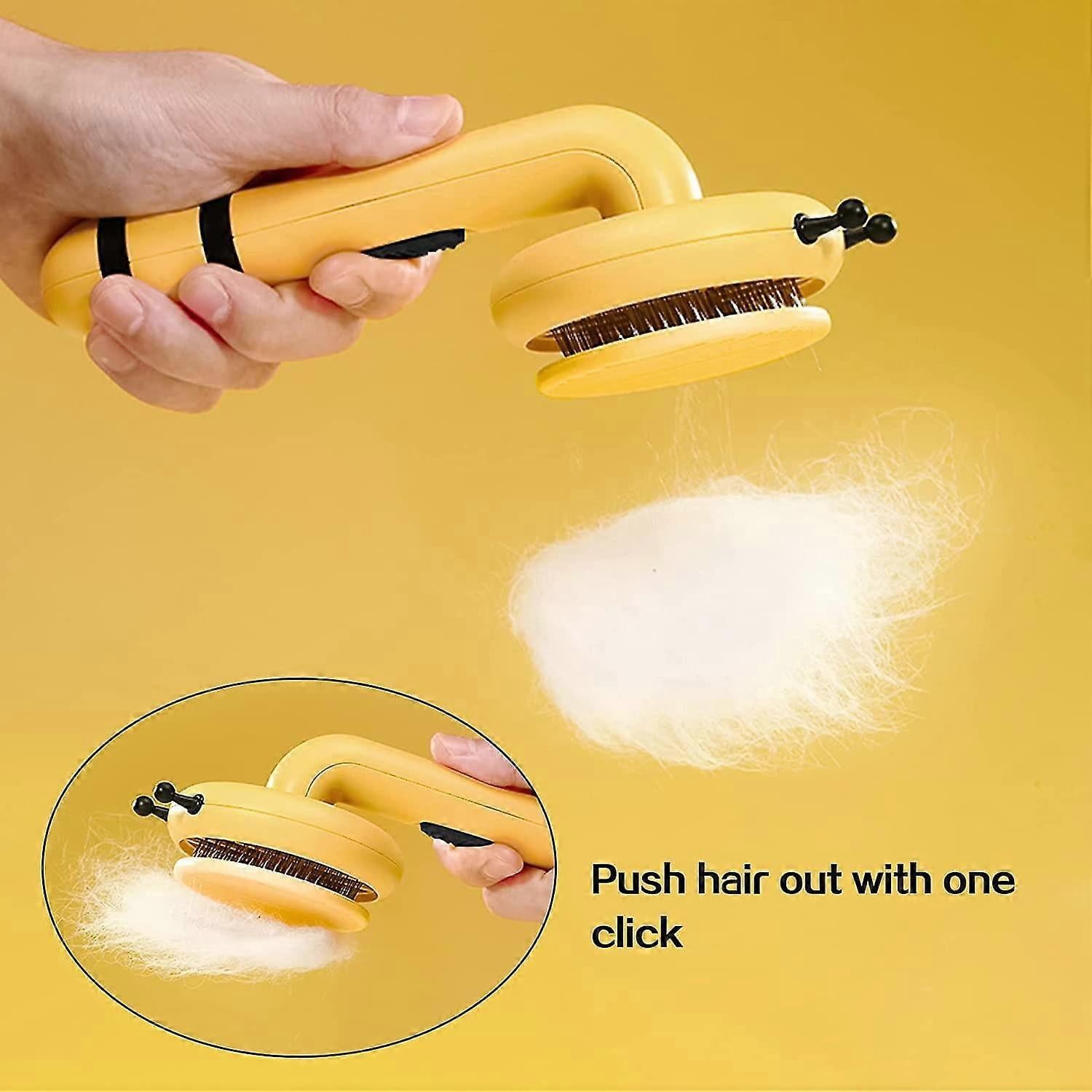Cat Grooming Brush For Shedding, Bee Shape Self Clean Pet Pin Slicker Brushes, Pet Grooming Comb Tool Removes Loose Undercoat For Short Or Long Haired